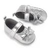 Baby Girl Pu Buty Złote Silver Bling Princess Sofe Sole Little Toddler First Walkers 240313