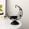 Candle Holders Metal Moon Holder Lamps Tealight Elegant Shape Hollow Out Design For Dining Table