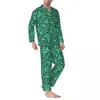 Men's Sleepwear Rose Floral Pajama Sets Green Flowers Lovely Lady Long Sleeve Casual Sleep 2 Pieces Nightwear Big Size XL 2XL