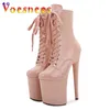 Jurk Schoenen Sexy Vrouwen Enkellaarsjes INS Stijl 20 CM Extreme Hoge Hakken Platform Lace Up Paaldansen Side ZipT1HL H240321