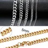 Colliers pendentifs Vnox collier chaîne cubaine pour hommes femmes basique Punk acier inoxydable chaîne à maillons ras de cou Vintage couleur or solide collier en métal L2403L2403