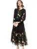 Casual Dresses Runway Spring/Summer Black Lace Embroidered Mid-length Dress 240218MZ07