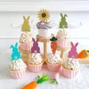 Decoração de festa Páscoa Cupcake Topper Bolo Crianças Aniversário Baby Shower Sobremesa Decoração Feliz