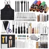 LOKUNN Kit d'outillage, outils et fournitures, outils de travail, kit d'artisanat, kit de couture du cuir pour débutants ou professionnels avec manuel d'outils