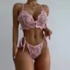 Ensemble sexy dentelle chaude porno ensemble de lingerie sexy femmes sous-vêtements érotique rose broderie transparent 2 pièces soutien-gorge bref ensemble vêtements exotiques 24319