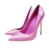 Klänningskor Ny illusorisk rosa färg Princess High Heels Fashion Pointed Women Party Pumps 12 cm tunn häle Grunt mun singel Mattefp2i H240321