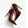 Kleid Schuhe Mode Patent Leder Heels Frauen Dünne Ferse Pumps Sexy Spitz 12/10/8 cm Rote Fledermaus gedruckt Party