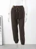 Verdicken Hose Cord Feste Beiläufige Warme Jogginghose Weibliche 2023 Winter Elastische Taille Mode Weiches Fell Hosen Dame 240309