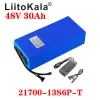 Liitokala 48v 30AH 21700 5000 mAh 13S6P Akumulator baterii litowo -jonowej akumulator 48 V 30AH BATERUM ELEKTRYCZNYCH XT60 48V5A ładowarka