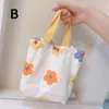 Shoulder Bags Minimalist And Fresh Canvas Bag Women's Handbag Cotton Linen Fabric Art Mother's Mini Flower Bento