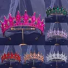 Diezi princesa completa rosa vermelho cristal tiara coroa para mulheres meninas casamento elegante vestido de noiva festa jóias acessórios 240311
