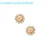 Branddesigner Western Empress Dowagerorecchino a perno in argento 925 intarsiato con orecchini di perle rotonde in oro 18 carati placcati in rame leggero
