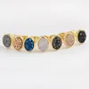 Orecchini con perno 5 paia ovale Druzy pietra placcato oro lunetta geometria orecchino penetrante per le donne 2024 accessori gioielli di moda