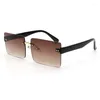 Sunglasses Fashion Clip Rimless Women Trendy Rectangle Sun Glasses Summer Traveling Retro Shades UV400