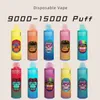 Valedna Vapes 9000 P Banana Ice Disponible Vapor Pen Electronic Cigarettes 14 ML POD 6 Glödande färger Luftjusterbar 5% ångpodoljekärna Separation 9K 055010