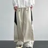 Spodnie męskie Regulowane spodnie talii szerokie nogi sznurki dresowe z głębokim kroczem Elastycznym Kontrastem Kolor miękki dla mężczyzn
