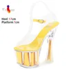 Dress Shoes 17CM Ultra High Heels Thick Waterproof Platform Sandals Wedding Women Fishmouth Transparent Crystal H240321NFOG