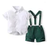 Ensembles de vêtements bébé garçon vêtements né infantile Gentleman tenue costume à manches courtes barboteuse jarretelles Shorts pantalons