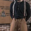 Bronson Henley skjorta gammal tid herr bomull tshirt män långärmad tee smal fit toppar casual vintage kläder solid färg 240308