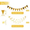 Decoração de festa 3pcs / conjunto 13ft cartão de papel dourado para decorações de banner de aniversário bandeiras triangulares