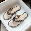 Talltor 2024 Summer Fashion Diamond Flat Sandals Women's Beach bekväm lat gratis leverans