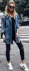 Vestes de vestes en jean grande longueur moyenne à la mode et à la mode