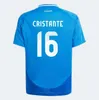 2024 italy 125 Years Anniversary soccer jerseys Player version maglie da calcio SCAMACCA IMMOBILE TOTTI VERRATTI CHIESA Italia football Shirts Men set kids kit