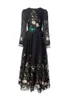 Casual Dresses Runway Spring/Summer Black Lace Embroidered Mid-length Dress 240218MZ07