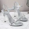 Robe chaussures femmes 2022 été nouvelle couleur bonbon sandales à bout ouvert 11cm brillant diamant stiletto femme sexy transparent talons hauts h240321jarwj5tw