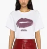 24SS Isabel Marant Novo nicho Marant Designer camiseta Hot Lip Print Versátil Redond Cotton Loose Pullover Top Top Mulheres de mangas curtas T-shirt T-shirt 301