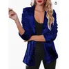 Women's Suits 2024 Small Suit Commuter Cardigan With Polo Collar Long Sleeves Sequin Style Casual And Versatile Coat For Women