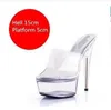 Kleidschuhe Shuzumiao 34-43 Sommer Sexy Super High Heels 15 cm Stiletto Wasserdichte Plattform Sandale Transparent Kristall Hochzeit Schuh für Frauen H240321UE03