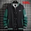 10XL Plus Size Baseball Jacket Men Fashion Casual Patchwork Jacket Coat Male Varsity Jacket Coat Big Size 10XL 240309