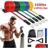 Bande di resistenza 150Lbs Set di esercizi 11 pezzi con maniglie Allenamento fitness Cinturini alla caviglia Attrezzatura per porta per palestra di casa Drop Delivery Sport Dho8Q