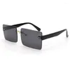 Sunglasses Fashion Clip Rimless Women Trendy Rectangle Sun Glasses Summer Traveling Retro Shades UV400