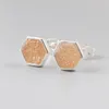 Studörhängen 5pairs bling druzy silver pläterad hexagon polygon geometri örhänge för kvinnor mode smycken tillbehör grossist