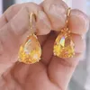 Luxury Jewery Swarovskis Earring High Version Shining Yellow Water Drops Bella Earrings Female Swallow Element Earrings Female