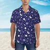 Men's Casual Shirts Hawaiian Shirt Vacation Glod Moon Blouses Sun And Stars Print Elegant Men Short Sleeves Streetwear Clothing