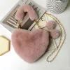 Factory wholesale shoulder bags 10 colors soft and comfortable plush chain bag sweet and lovely love handbags this year popular peach heart fashion handbag 014