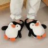 Pantofole yvvcvv carino pinguin fluffy fluff slifori donne calde peluche chiuse peluche slittatori per scivolo per casa 2022 scarpe interne invernali