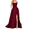 Kadınlar Giyim Zarif Vintage bayanlar Sırtsız Uzun Elbiseler Şarap Partisi Balo Düğün Kat Uzunluk Gizli Kadınlar İçin 240318