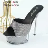 Dress Shoes New Women Slippers 15CM Party High Heels Pumps 2023 Sexy Stiletto Transparent Platform Sandals Street Style Summer Female H240325