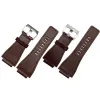 Klockor 34mm*24mm Gray Blue Brown Watch Band läder 3mm Tjockt rembälte Sier Black Pin Tongue