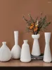 Vaser Pure White Bisque Ceramic Vase gängad utseende Design Hemdekoration Entré Desktop