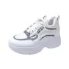 Scarpe Casual Shanpa Donna 2024 Suola Spessa Mesh Traspirante Studente Sport Running Piccolo Bianco Zapatillas Mujer