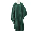 2024 Miyake Fashion Satin Womens Dress Green Polyester Picture Factory Custom Pleated