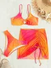 Maillots de bain pour femmes 3 pièces de 2024 Bikini lié à des anneaux et maillots de bain de Ski de plage femmes maillots de bain sexy maillots de bain pour femmes J240319