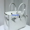 Tote Bags Himalaya Crocodile Handbag Genuine High Grade Feeling Bag with Diamond Buckle Himalayan White Leather Womens Bag Crocodile Patter have logo HB9O3I