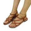 Nuovi sandali piatti con punta a sandalo con cinturino in tessuto per sandali estivi da donna con tinta unita elastica 240228