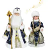 Décorations de Noël Une paire de seau de bonbons avec la musique russe en peluche Santa Claus Doll Navidad Année Ornements Décoration Cadeaux pour enfants